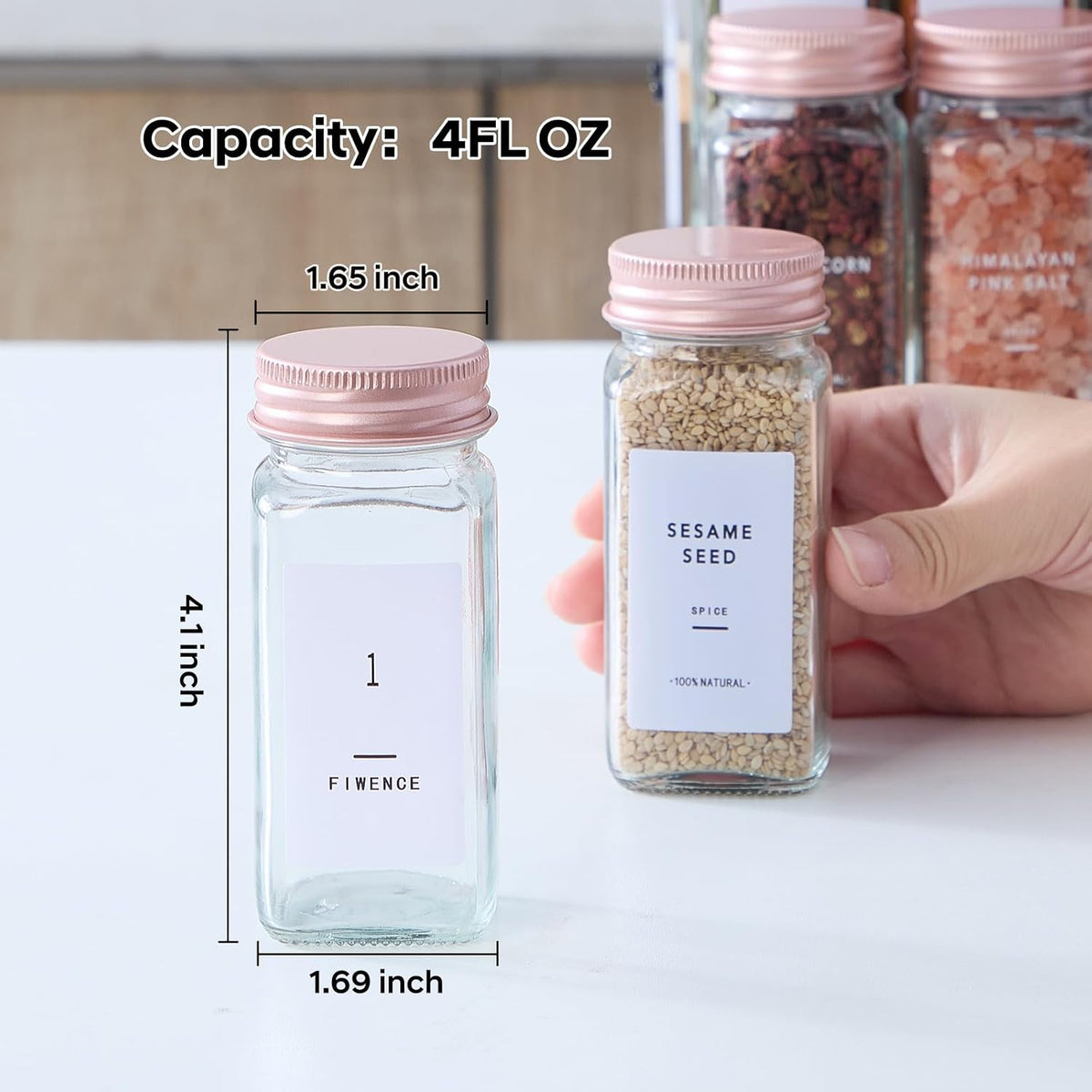 24 Pcs Glass Spice Jars with Labels, Seasoning Containers with Metal Lids