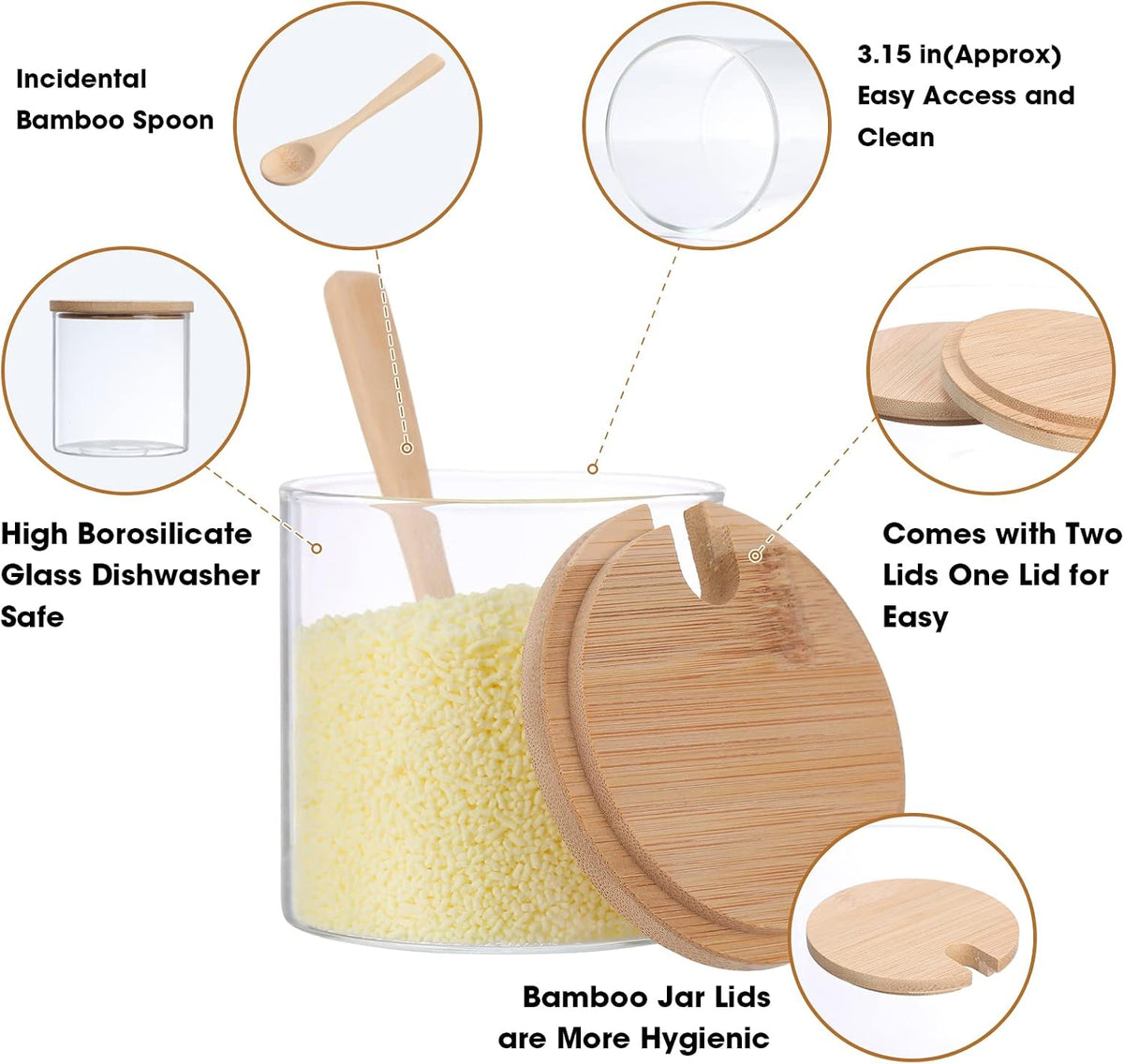Zubebe 8 Pcs 10 oz Clear Glass Seasoning Jar with Wooden Lid and Spoon