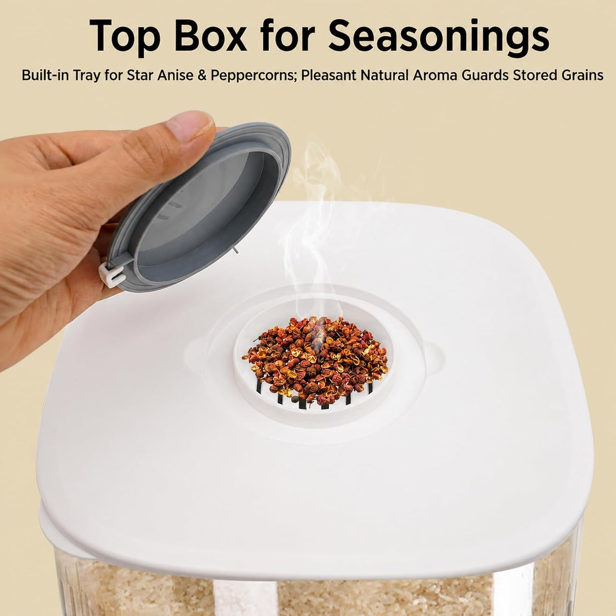 Rice Dispenser 5L, Rice Storage Container with Push Button, Clear PP