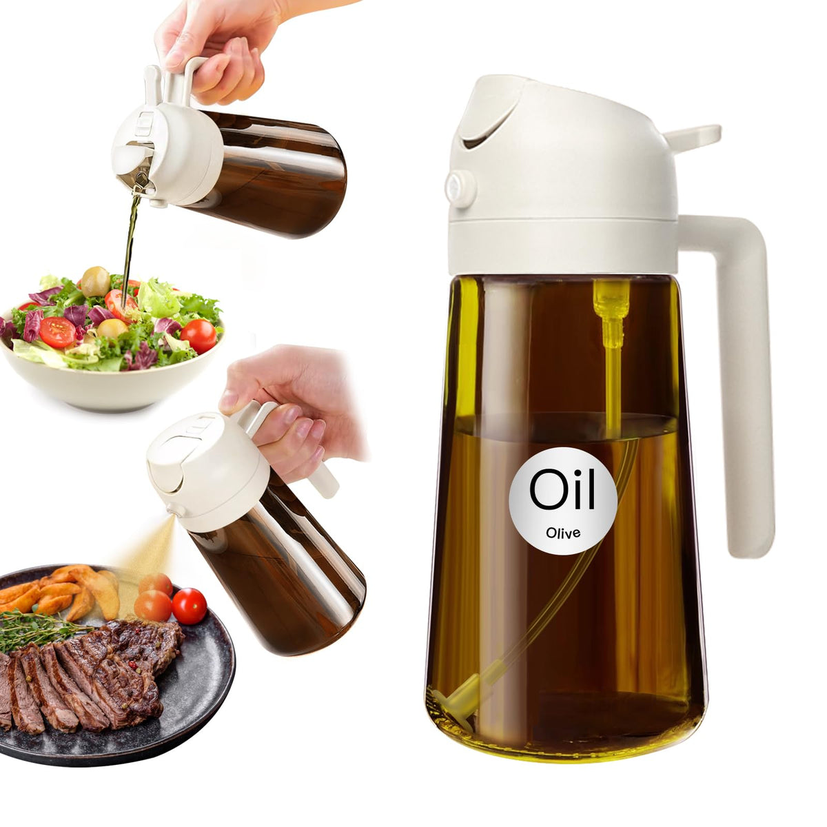 YARRAMATE 2PCS 16oz/470ml Oil Sprayer for Cooking (Black & Green)