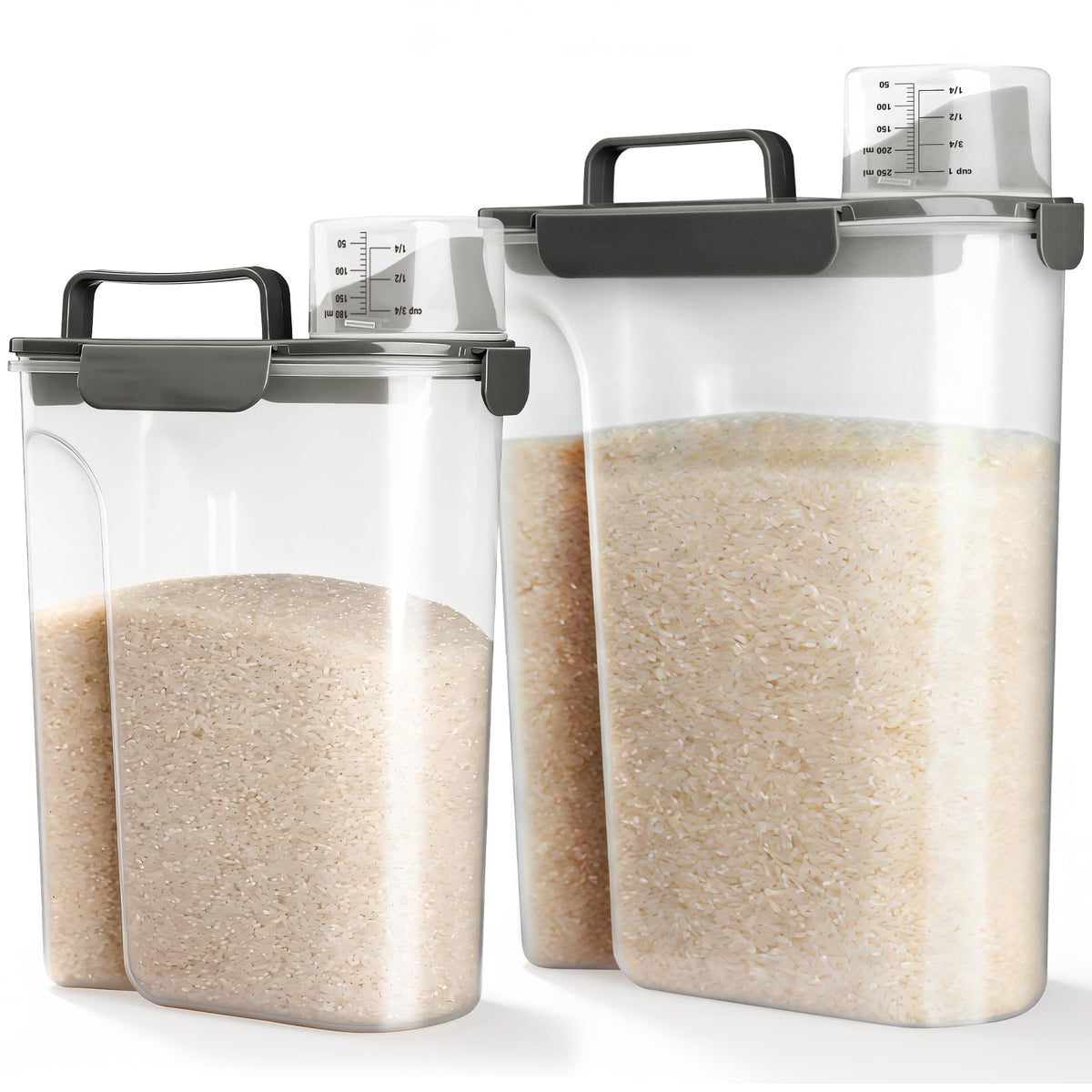 Viretec Rice Storage Container, 3 to 5Lbs Dry Food Airtight Container, Pet Dog Cat Food Canister, BPA Free Clear Plastic Kitchen and Pantry Organization Bin for Oatmeal, Grain, Cereal, Pasta, Flour