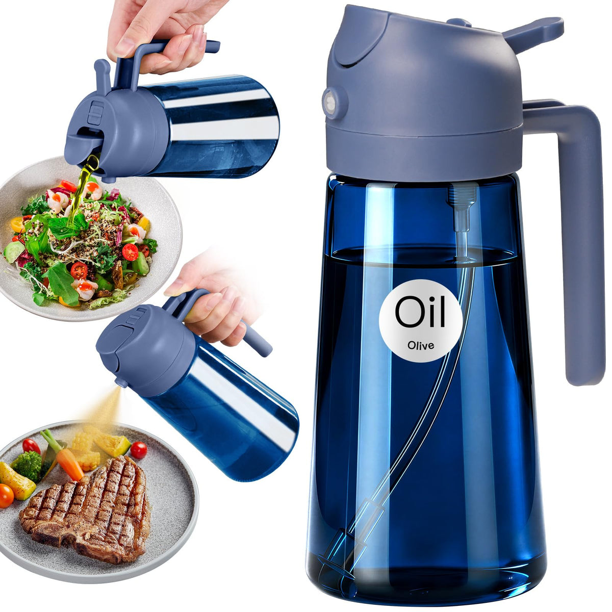 YARRAMATE 2PCS 16oz/470ml Oil Sprayer for Cooking (Black & Green)