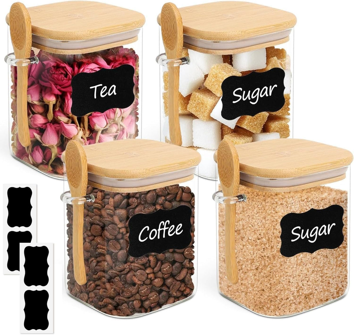 ComSaf Glass Pantry Storage Containers (0.7Qt/1.2Qt/1.6Qt) Set of 6, Square