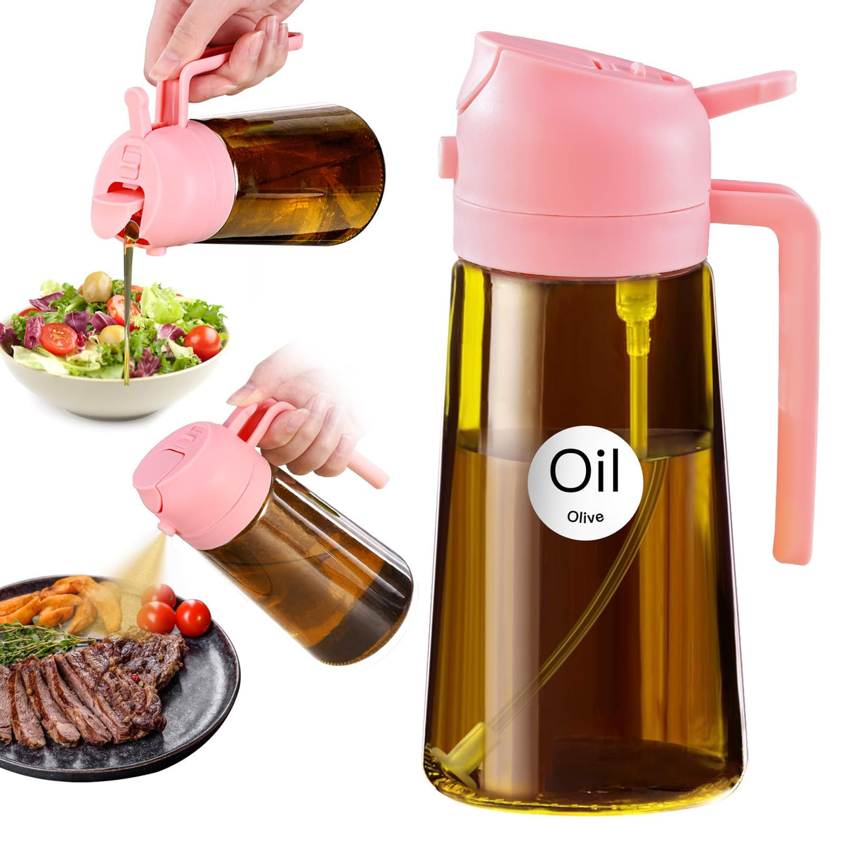 YARRAMATE 2PCS 16oz/470ml Oil Sprayer for Cooking (Black & Green)