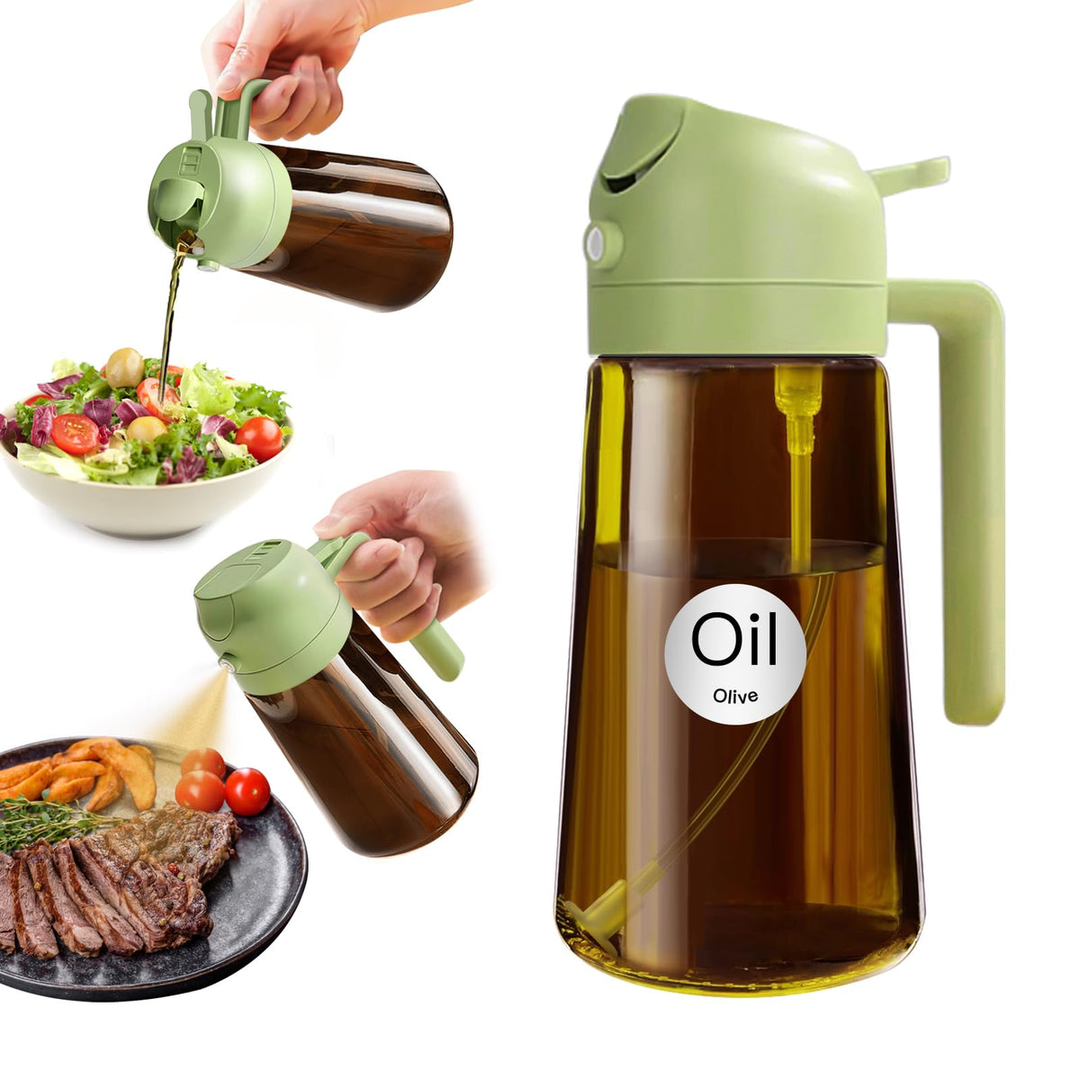 YARRAMATE 2PCS 16oz/470ml Oil Sprayer for Cooking (Black & Green)