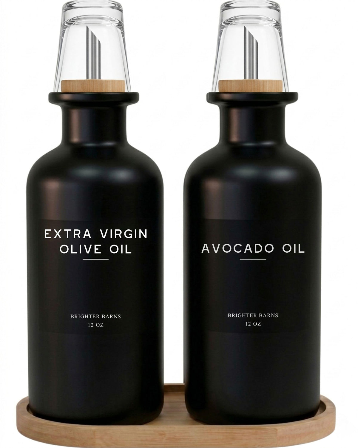 Brighter Barns Black Glass Olive Oil Dispenser Bottle for Kitchen - 12 oz Oil and Vinegar Dispenser, Soy Sauce Bottle - Farmhouse Kitchen Decor for Restaurant, Hotel, Coffee Bar Accessories (Black)