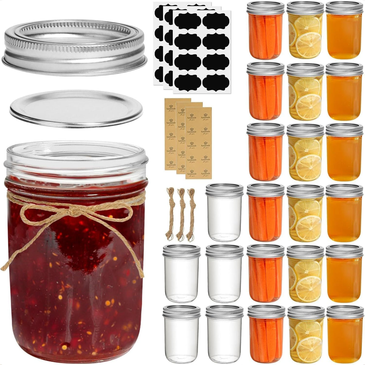ComSaf Mini Mason Jars 4 oz, 8 Pack Regular Mouth Glass Jars with Lids