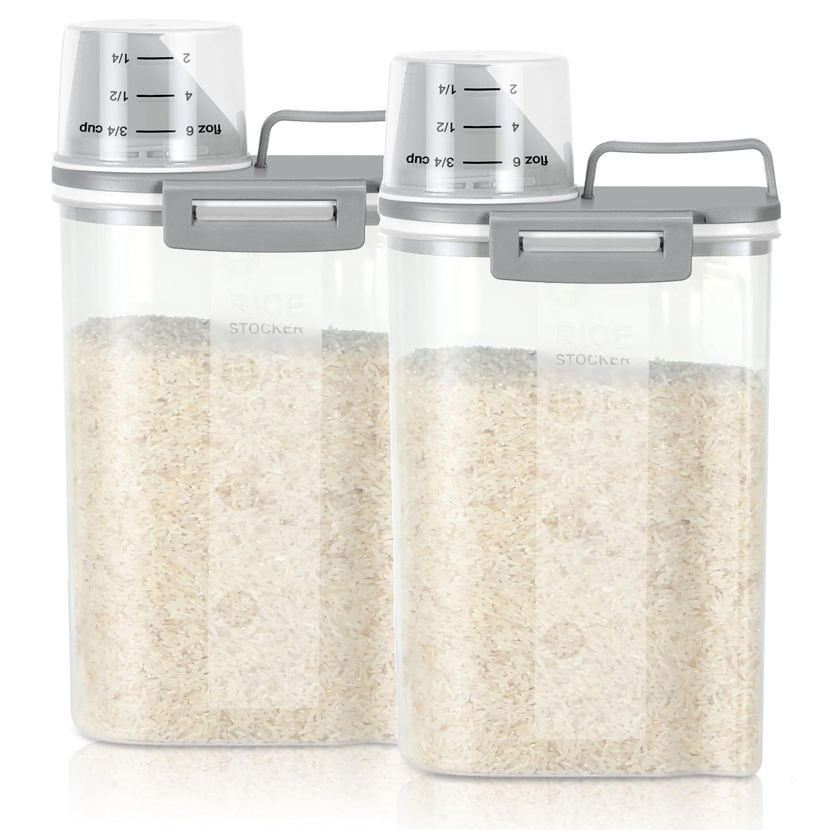 TBMax Rice Storage Container, Airtight Cereal Container Dispenser with Pourable Spout + Measuring Cup, BPA Free Plastic Storage Bin for Pantry Organization and Storage