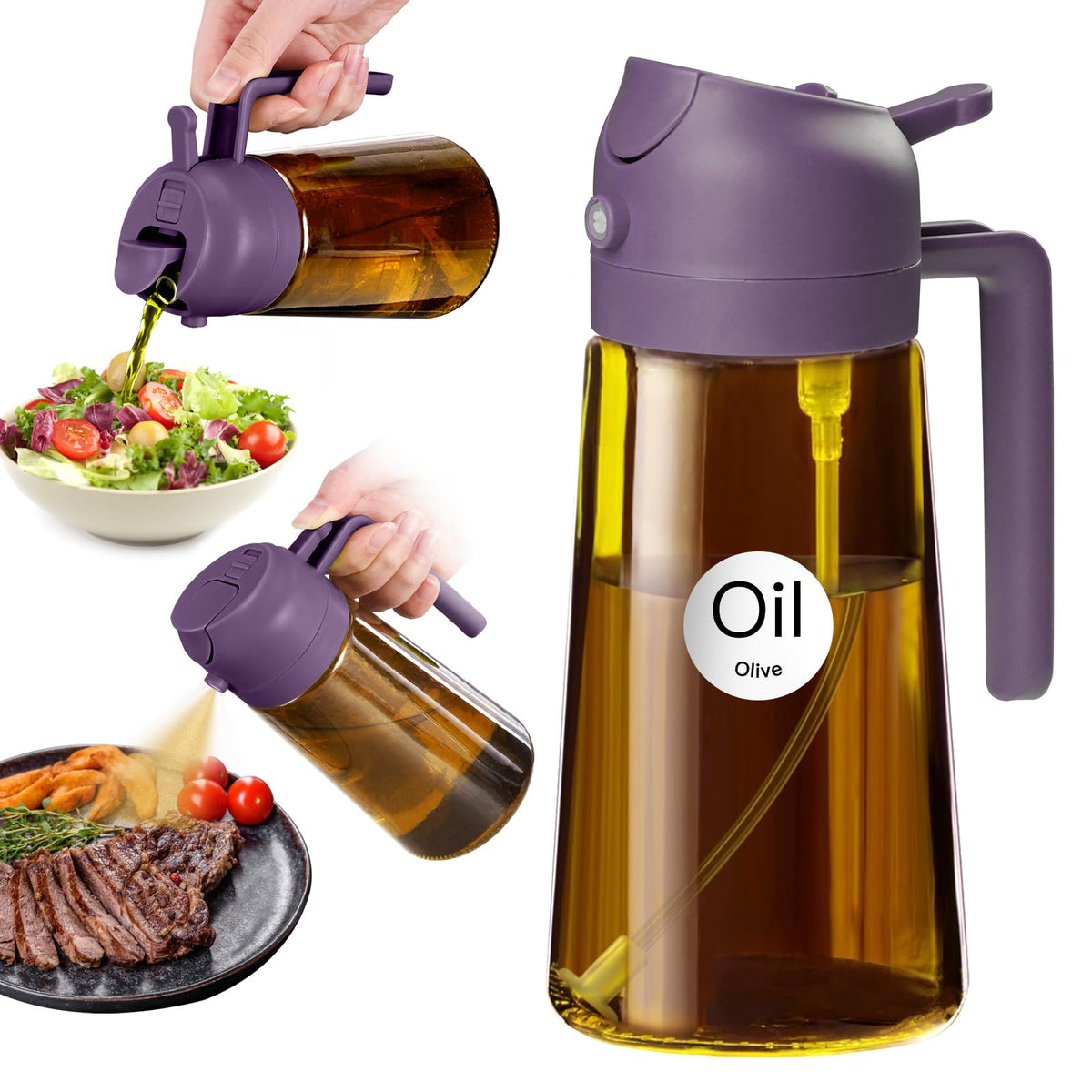 YARRAMATE 2PCS 16oz/470ml Oil Sprayer for Cooking (Black & Green)