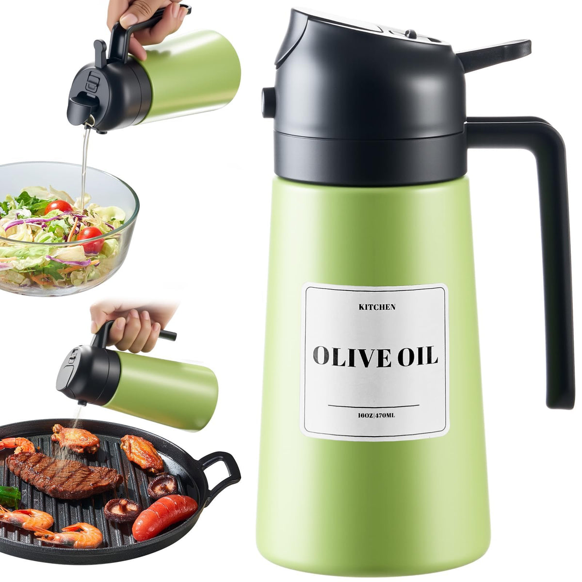 PARACITY Olive Oil Sprayer for Cooking, Olive Oil Dispenser Bottle, Black