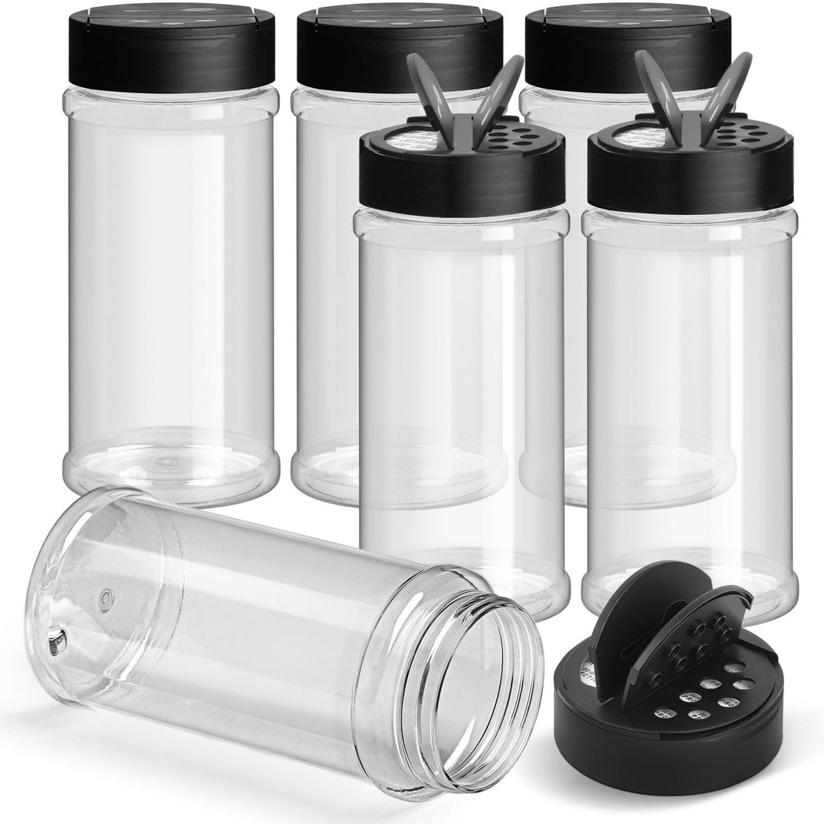 TUZAZO 32 Oz Large Spice Jars Plastic Seasoning Containers, 6 Pack