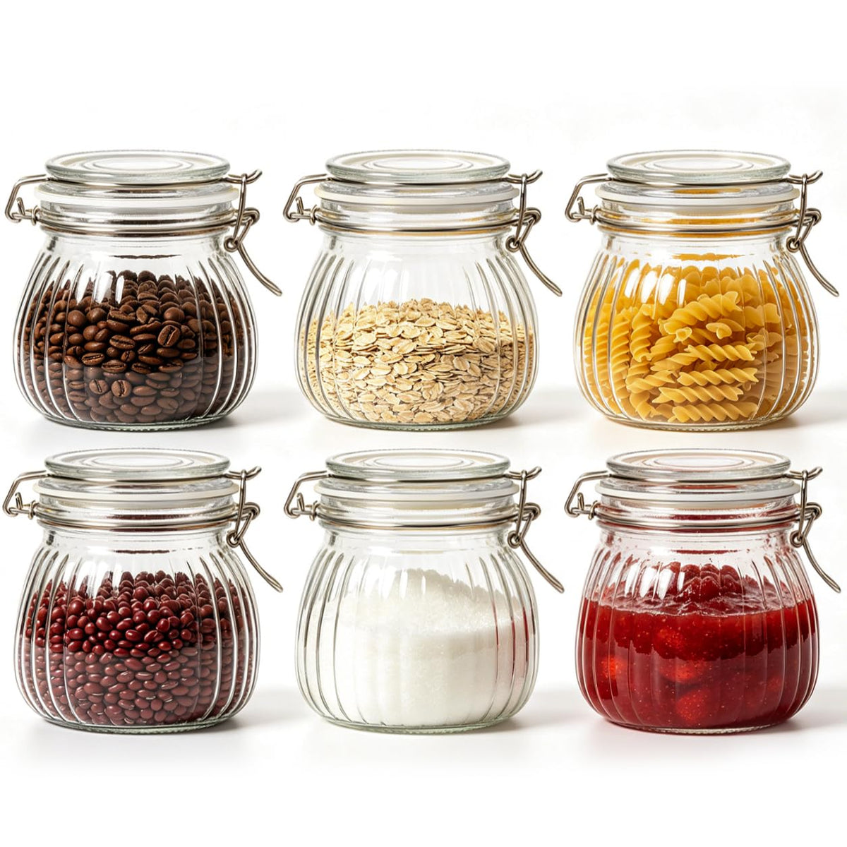 ComSaf Small Glass Spice Jars with Airtight Lids 4 oz 6 Pack with Labels
