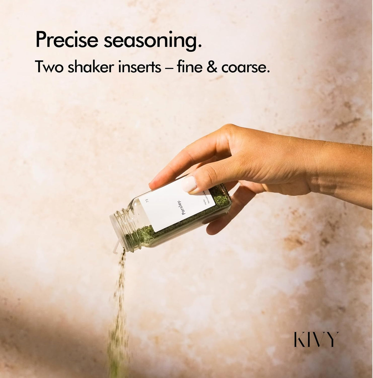 KIVY Spice Jars with Labels - 24x 4oz - Airtight Lids & BPA-Free - Bamboo