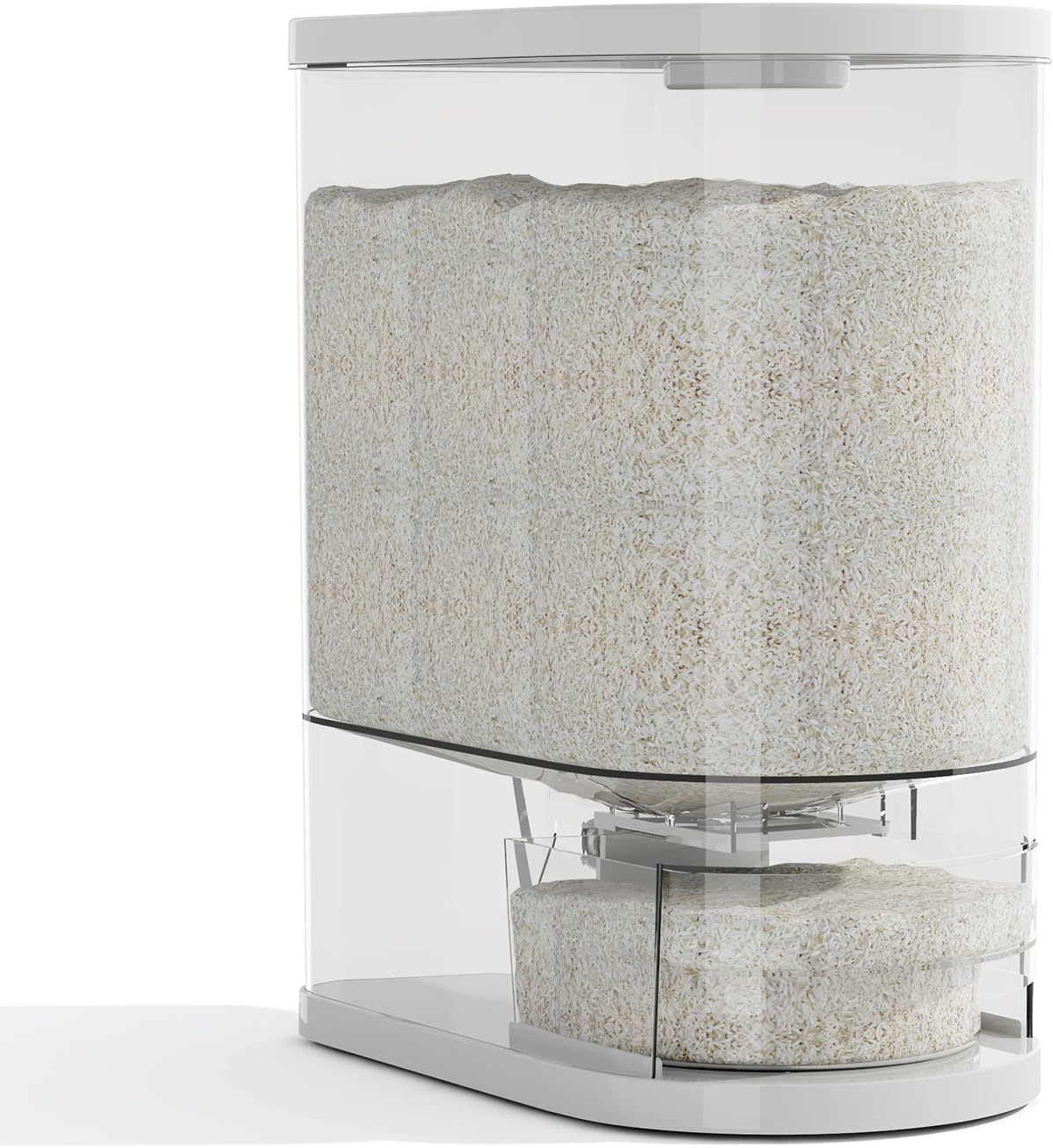 Clear Rice Dispenser with Measuring Cup, 22 Lbs