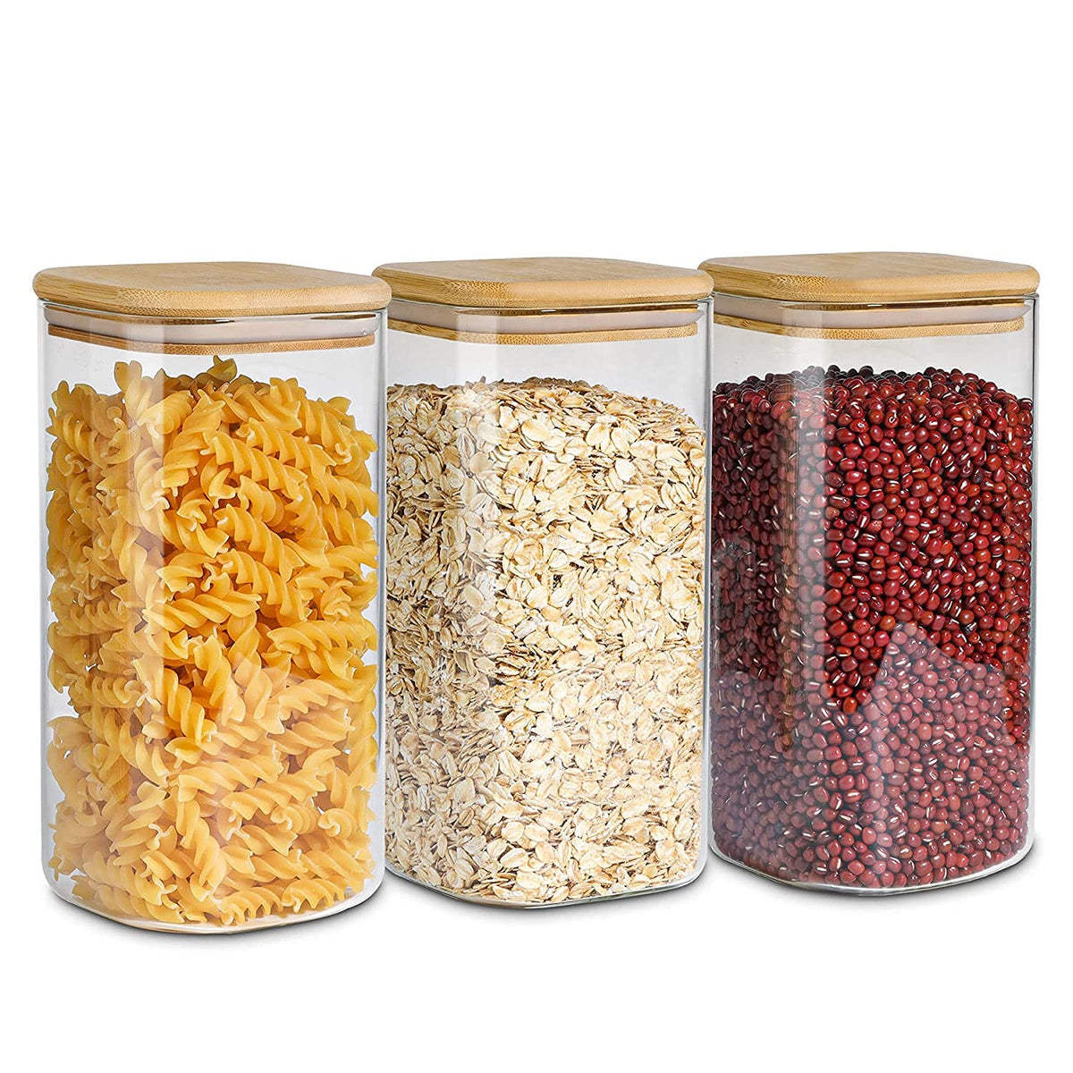 ComSaf Glass Pantry Storage Containers (0.7Qt/1.2Qt/1.6Qt) Set of 6, Square