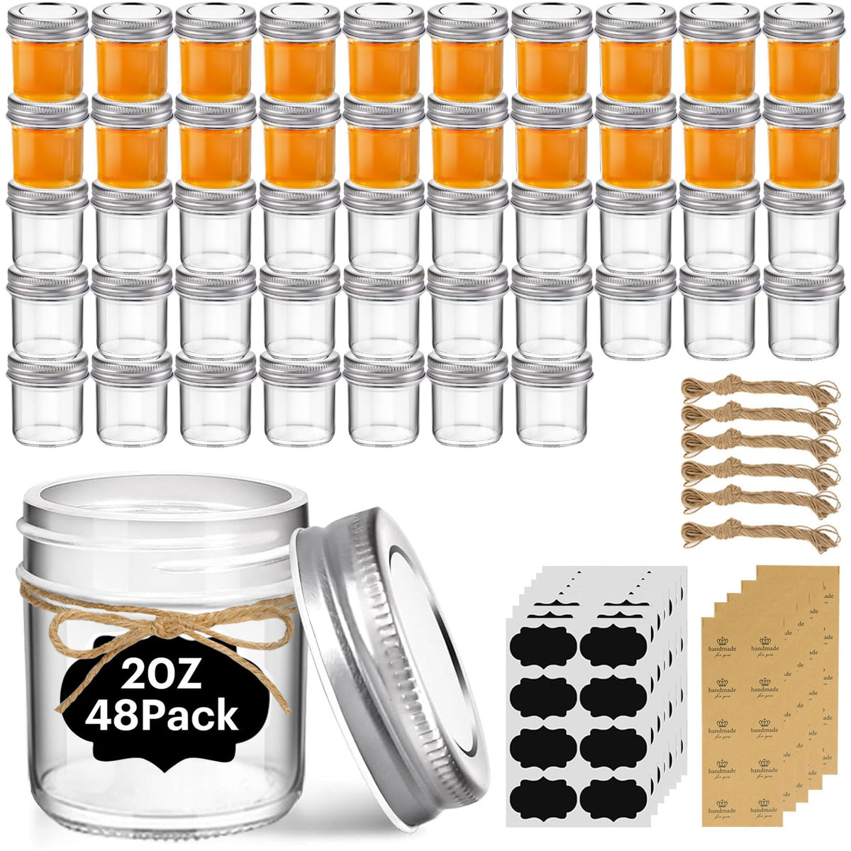 ComSaf Mini Mason Jars 4 oz, 8 Pack Regular Mouth Glass Jars with Lids