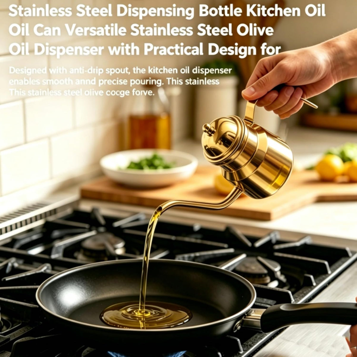 Olive Oil Dispenser Bottle, 450ml Stainless Steel Oil Can
