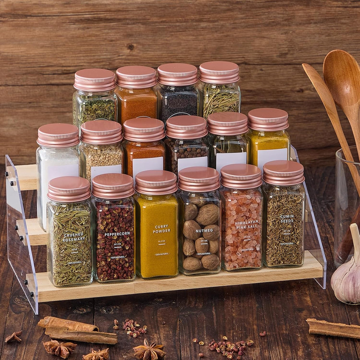 24 Pcs Glass Spice Jars with Labels, Seasoning Containers with Metal Lids