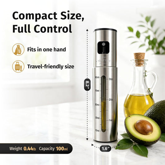 Stainless Steel Olive Oil Sprayer for Cooking - Glass Oil Spray Bottle