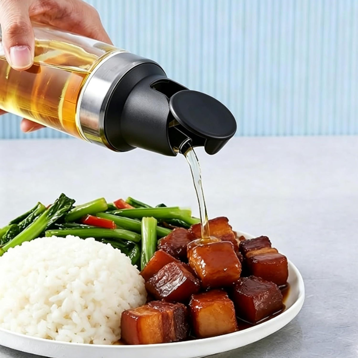 17oz Black Glass Olive Oil Dispenser Bottle for Kitchen