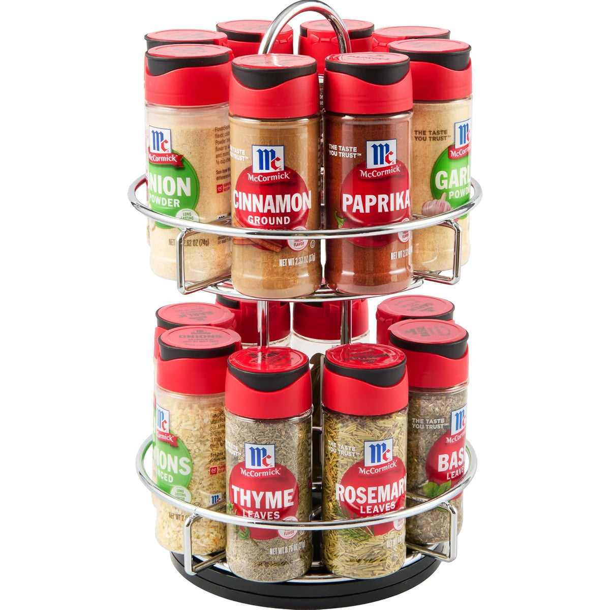 McCormick Spice Rack, Two Tier Chrome, Featuring 16 Herbs & Spices for Everyday Cooking, Great Gift for Housewarming, Wedding & Bridal Shower, 26.09 oz