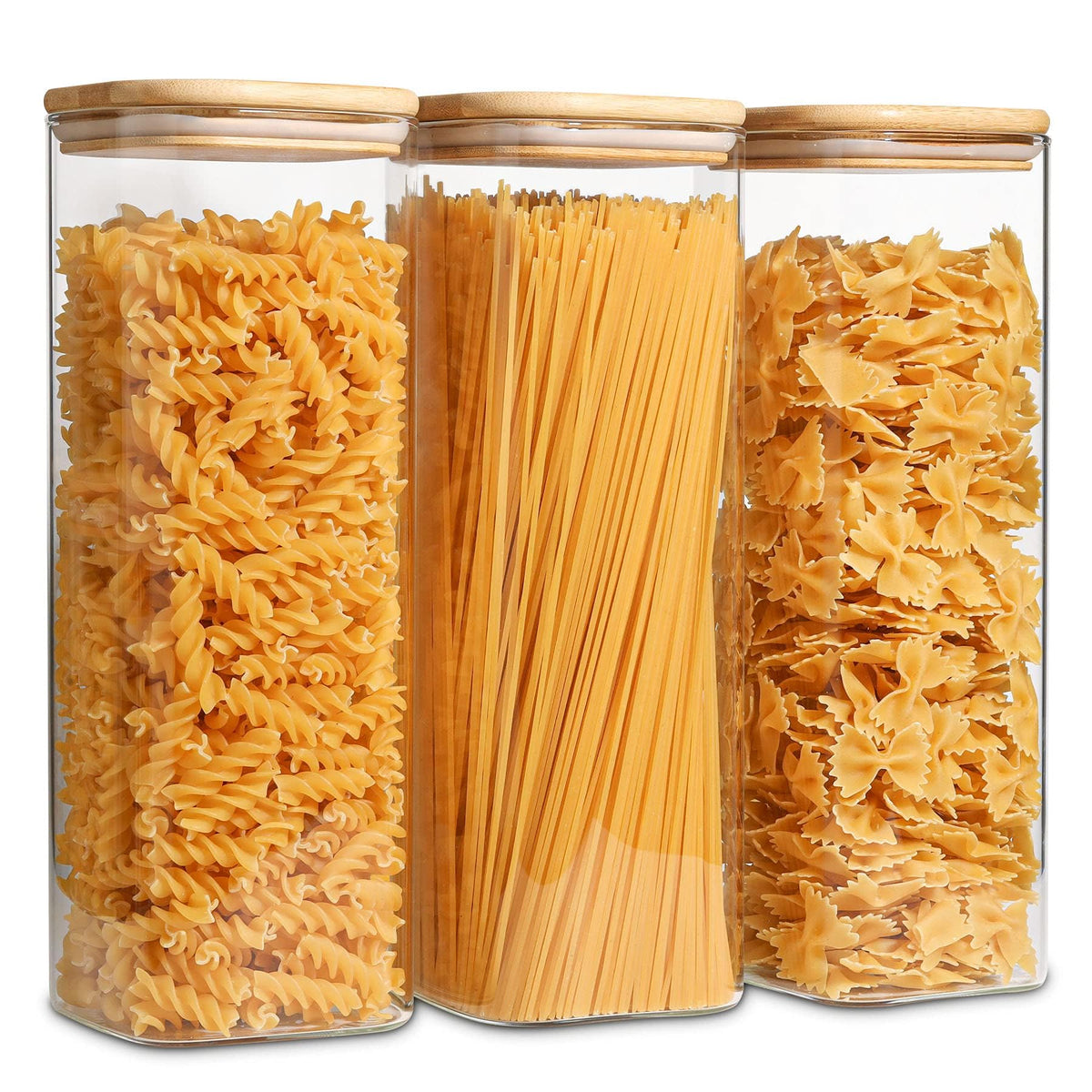 ComSaf Glass Pantry Storage Containers (0.7Qt/1.2Qt/1.6Qt) Set of 6, Square