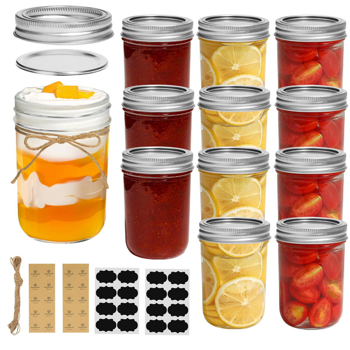 ComSaf Mini Mason Jars 4 oz, 8 Pack Regular Mouth Glass Jars with Lids