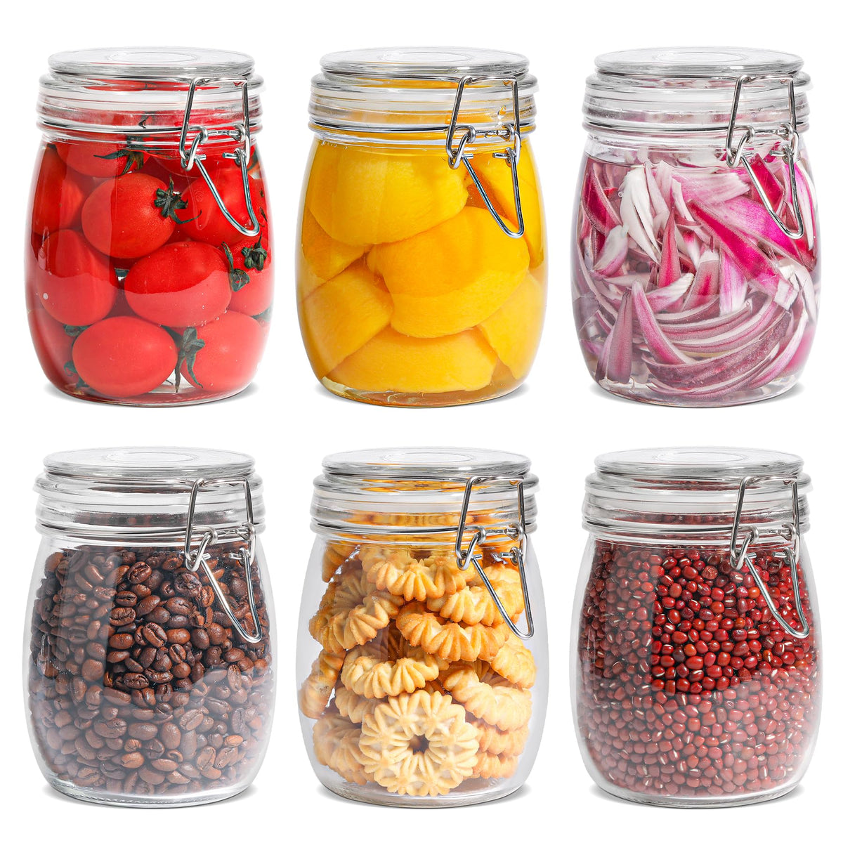 ComSaf Small Glass Spice Jars with Airtight Lids 4 oz 6 Pack with Labels