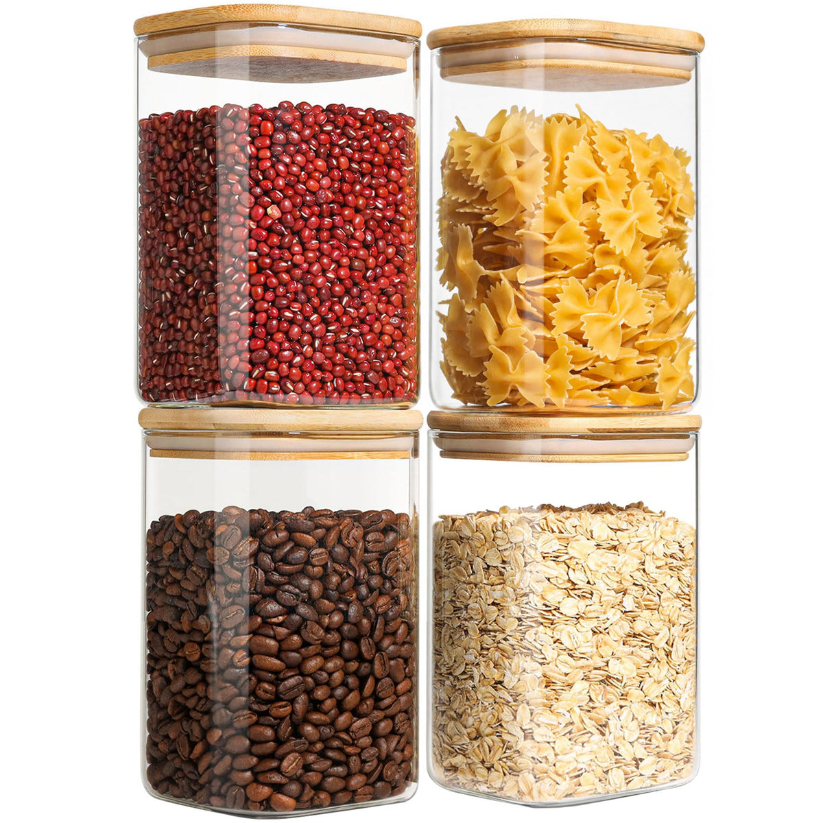 ComSaf Glass Pantry Storage Containers (0.7Qt/1.2Qt/1.6Qt) Set of 6, Square