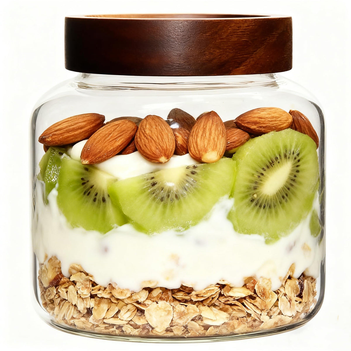 6 pc Glass Spice jars Glass Jars with Screw Lid 5 oz Acacia Wood Glass Herb Sugar Coffee Bean Ground Container Food Storage Canister for Candy Pantry Tea Seasoning Meal Prep Snack (6*150ml(5oz))