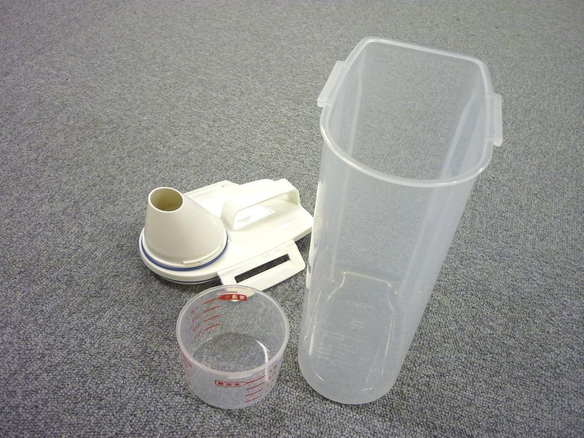 Asvel 7509 Rice Container Bin with Pour Spout Plastic Clear 2KG(White)