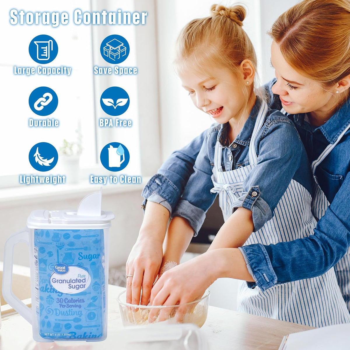 Buddeez Kitchen Pantry Container - Easy Grip Handle for Mess Free Use
