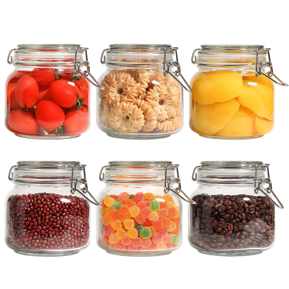 ComSaf Square Small Glass Spice Jars with Airtight Lids 4 oz 6 Pack Pantry