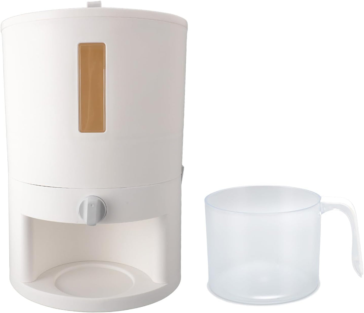Kitchen Rice Storage Container with Measuring Cup Sealed Design Accurate Measurement Grain Dispenser for Home Use Flour, Pet Food, (Small)