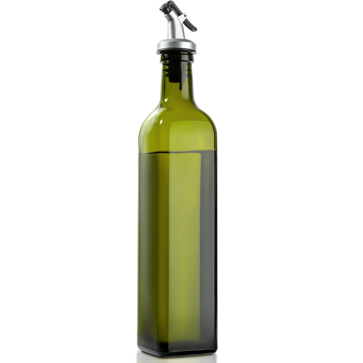 gmisun Olive Oil Dispenser Bottle for Kitchen, 4 Pack 17 Fl Oz Glass Oil Dispensers Bottles, Clear Cooking Vegetable Oil Dispenser Container Cruet Set with Plastic Pourer Spout, Funnel and Labels