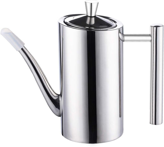 Sumerflos Olive Oil Dispenser Bottle Stainless Steel, 500ml/17oz Drip-Free Pouring Oil Pot Storage Container for Salad and Kitchen Cooking