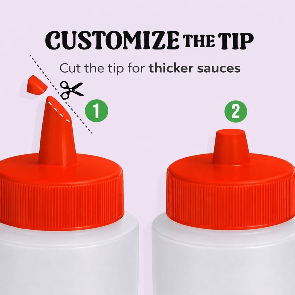 Norcalway 12 oz & 16 oz Condiment Squeeze Bottles for Sauce – Leak Proof Oil, Syrup, Dressing Squirt Bottles – Easy Pour, Refill & Clean | 2 Pack