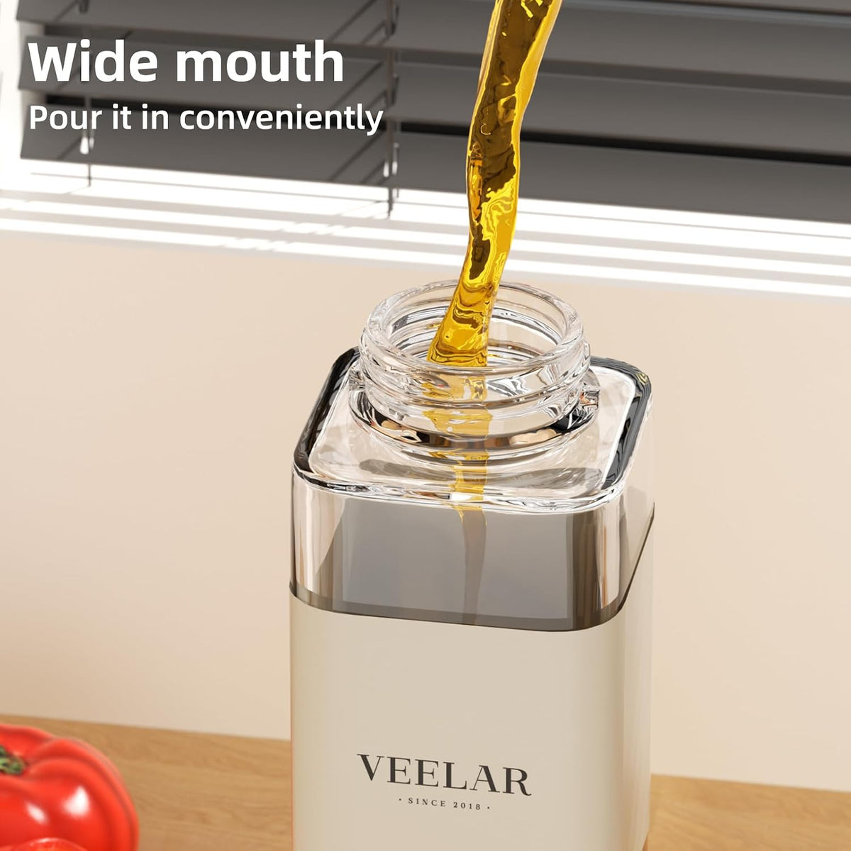 2 Set 550ml Glass Olive Oil Dispenser Bottle(White)