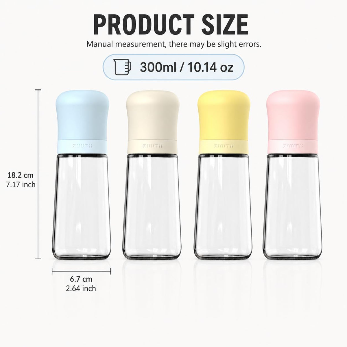 Zuutii Glass Oil Dispenser Bottles for Kitchen, No-Drip, 10.1 Fl Oz, 2 Pack