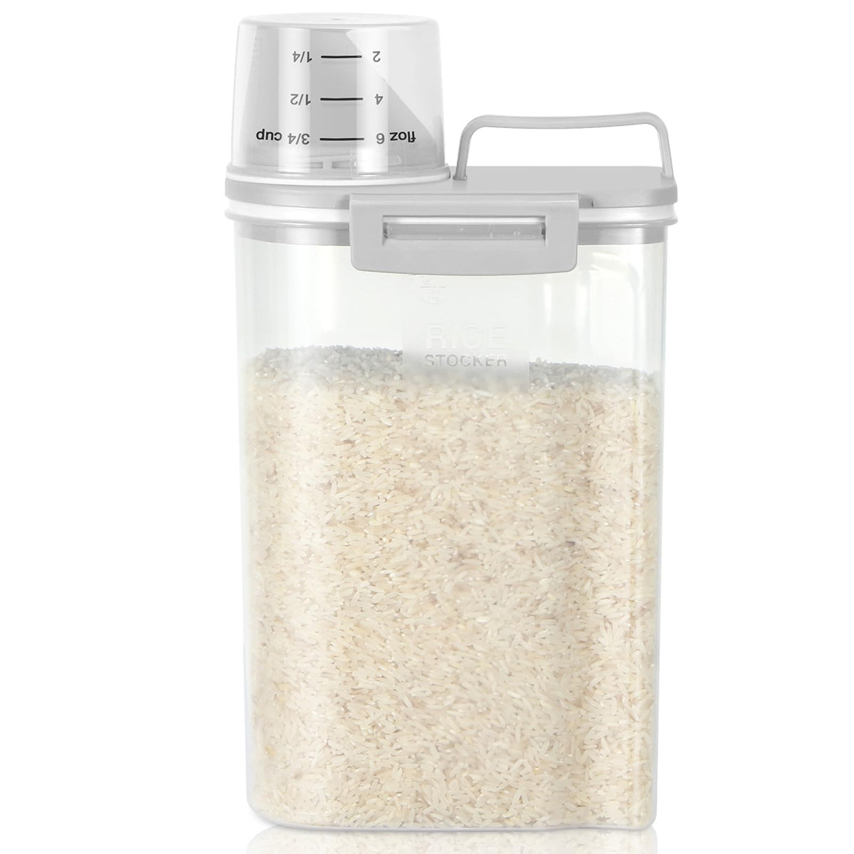 TBMax Rice Storage Container, Airtight Cereal Container Dispenser with Pourable Spout + Measuring Cup, BPA Free Plastic Storage Bin for Pantry Organization and Storage