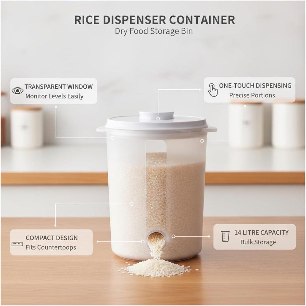Rice Dispenser Container, 1 PC
