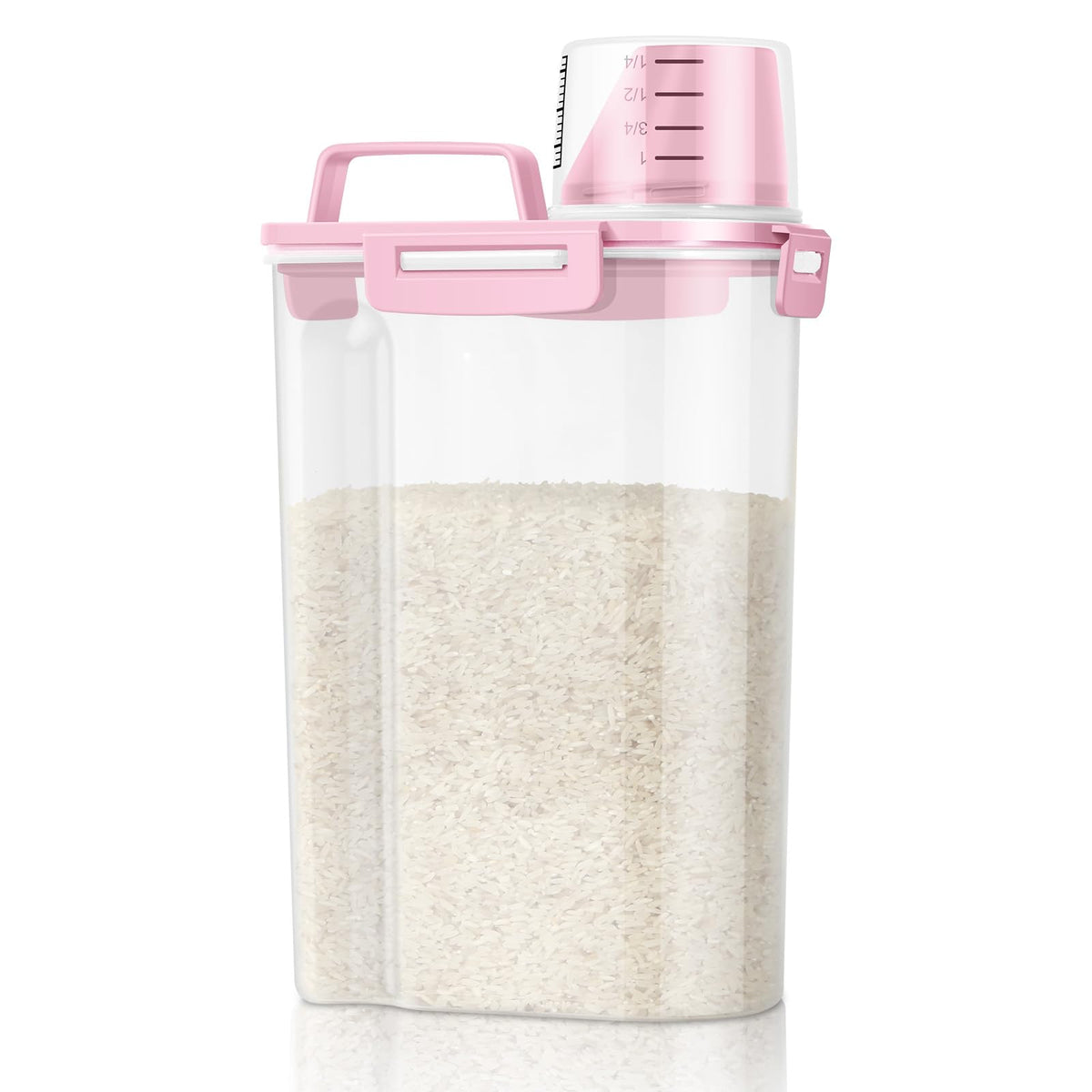 TBMax Rice Storage Container 3 to 5 Lbs - Small Pet Dog Cat Food Container Dispenser with Easy Pouring Spout & Cup, Portable Cereal Container for Small Spaces, Travel, or Daily Use -Beige