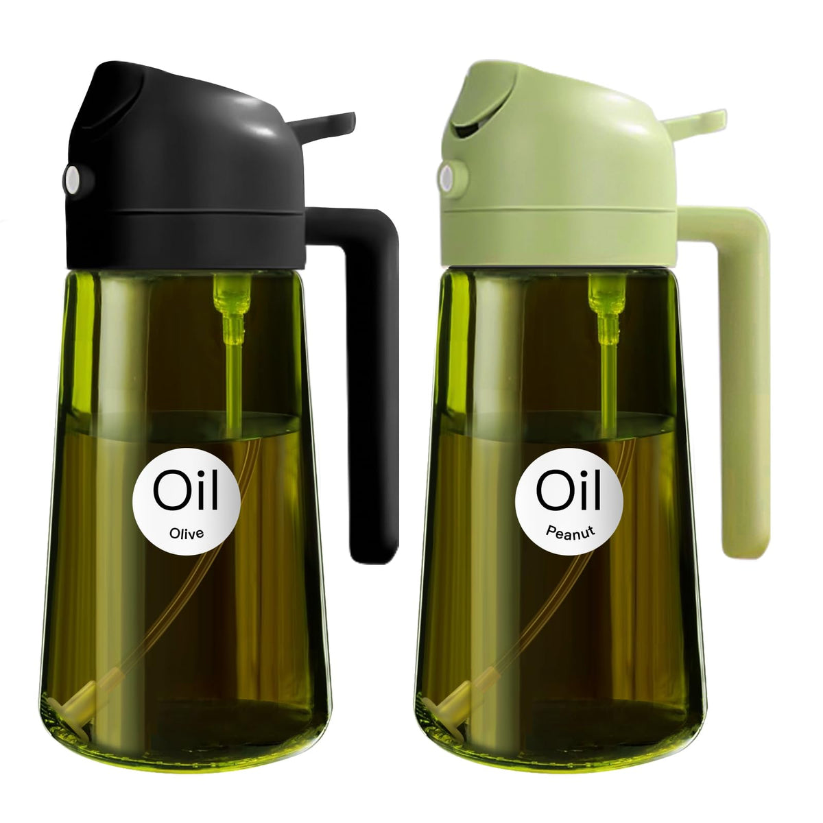YARRAMATE 16 oz 2-in-1 Dark Glass Olive Oil Sprayer & Dispenser, BlackGreen
