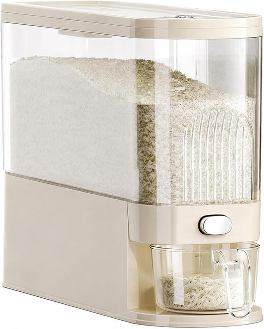 UFORU Rice Dispenser 12LB,Clear Rice Storage Container with Measuring Cup