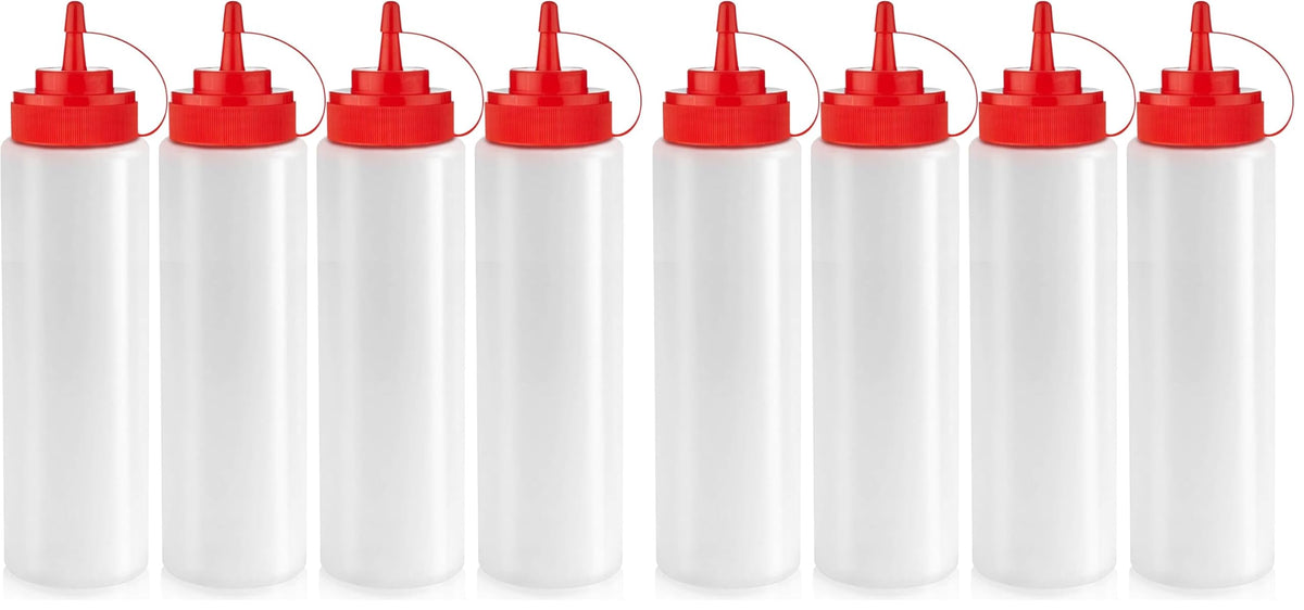 Norcalway 12 oz & 16 oz Condiment Squeeze Bottles for Sauce – Leak Proof Oil, Syrup, Dressing Squirt Bottles – Easy Pour, Refill & Clean | 2 Pack