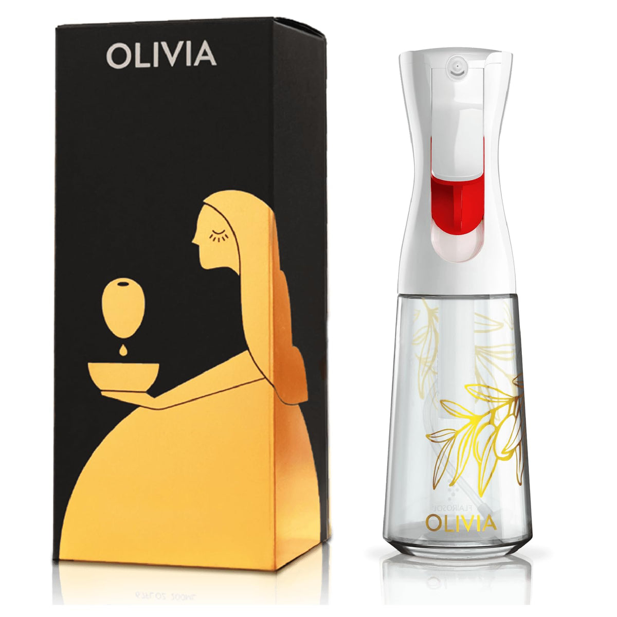 FLAIROSOL OLIVIA SIGNATURE Oil Sprayer for Cooking, 200ml Glass, Green/Gold