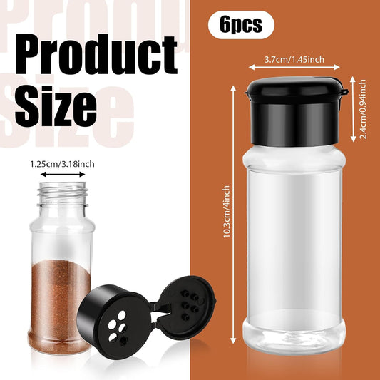 6 Pack 3 Oz Spice Jars with Shaker Lids, Clear Seasoning Containers