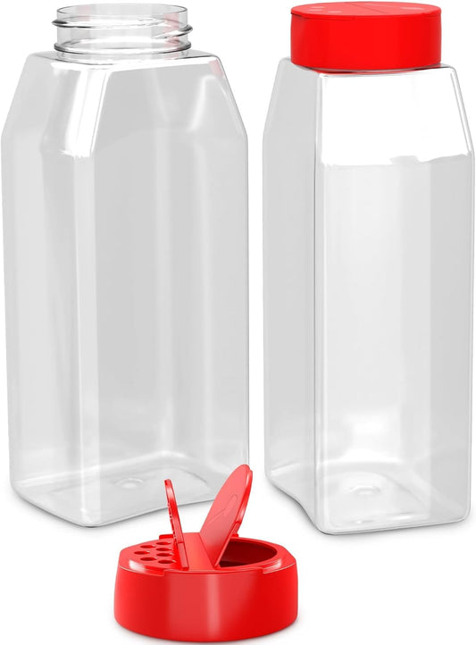 Reluen Large Seasoning Shaker 2 Pack, 32 Oz Red Lid Seasoning Containers