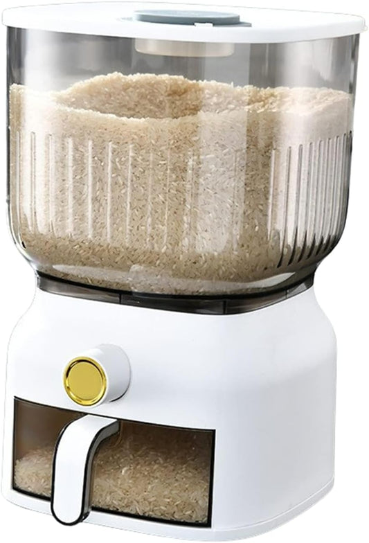 10-15 Lbs Rice Dispenser,Large Grain Storage Container with Rice Cup Food Dispenser Kitchen Organizer for Rice,Beans,Grains,Cereal Dry Food,Small Pantry Food (Square)