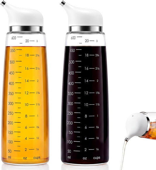 2 Pcs 20 oz Glass Leak Proof Oil Dispenser Kitchen, Non-drip Spout